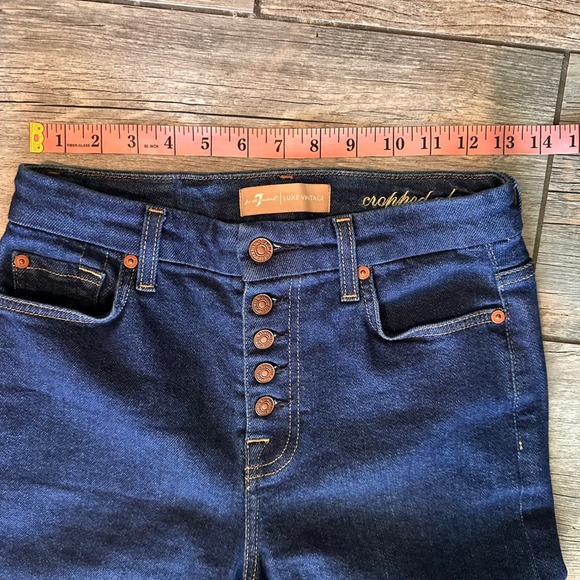 7 For All Mankind Womens Cropped Alexa Jeans Luxe Vintage Dark Wash Button Fly - Picture 11 of 12